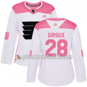 Philadelphia Flyers Hockeydrakt Claude Giroux 28 2017-2018 Hvit Rosa Fashion Adidas Authentic - Dame